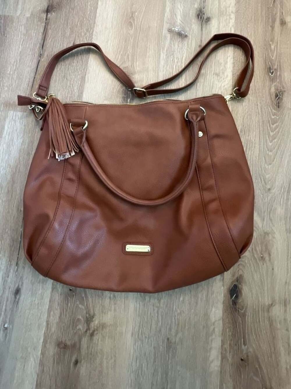 Steve Madden Brown Faux Leather Shoulder Bag with Tassel